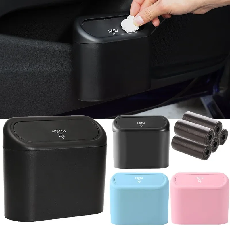 Car Trash Can Bin with Lid Car Garbage Can Leakproof Mini Car Interior Storage Case Trash for Car Office Home Car Acessories