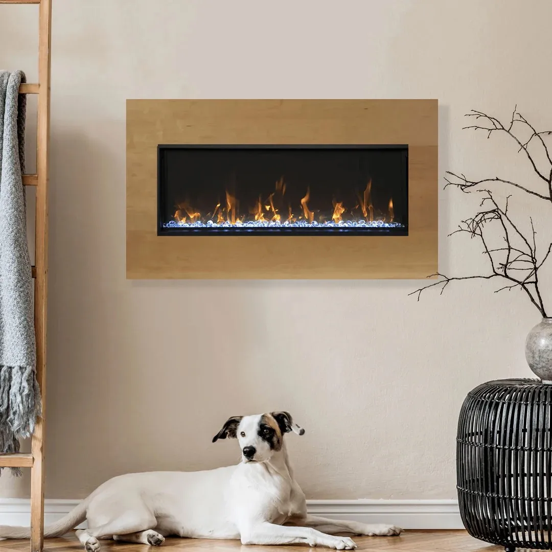 Modern Steel Wall Mounted Electric Fireplace Household Recessed Design Remote Control English Operating Language for Indoor Use