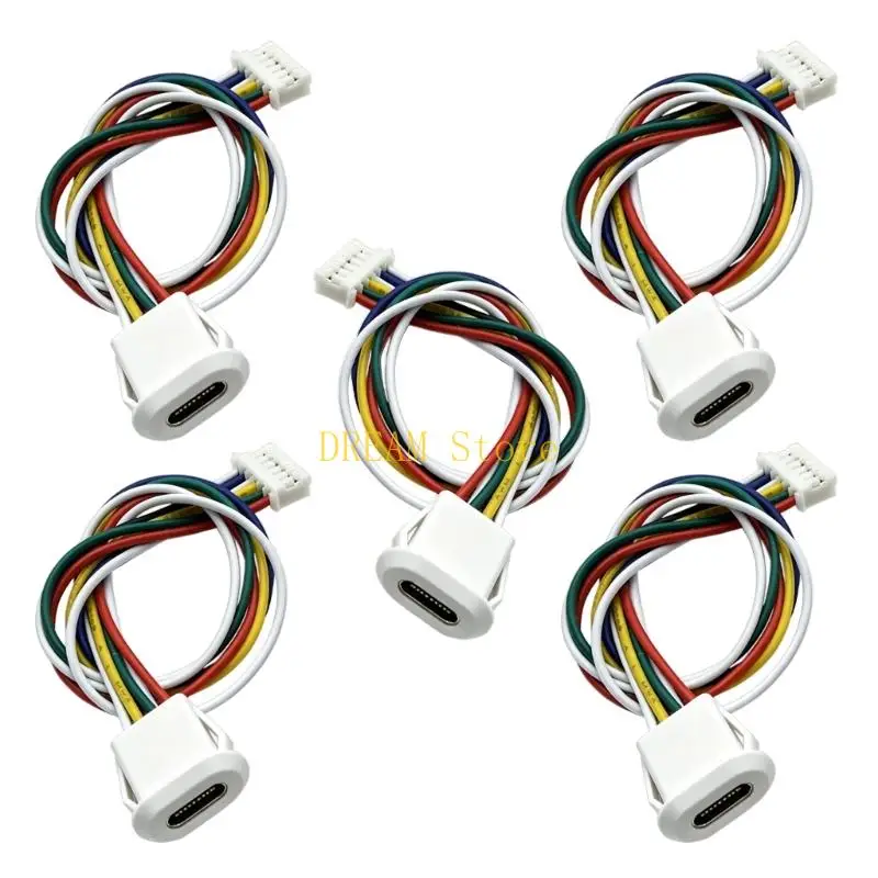 USB C Female Socket to 6P Terminal Wire USB C Pigtail Power Cable for Charging and Data Transfer, Repair Use, and Assembly