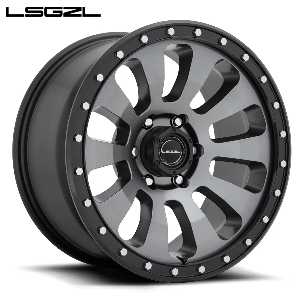 LSGZL Forged Wheel 17 18 19 20 Inch 4x4 off Road Wheels Black Coated and Machine Face Sport Style Pcd 5x127 for jeep wrangler