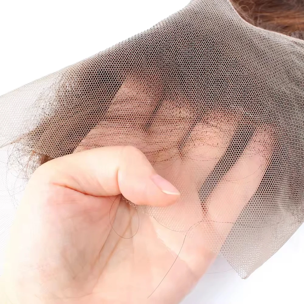 4 #   Шоколадно-коричневый объемная волна, прозрачная кружевная застежка 13x4, кружевная фронтальная часть, предварительно выщипанная с детскими волосами, парик из 100% человеческих волос