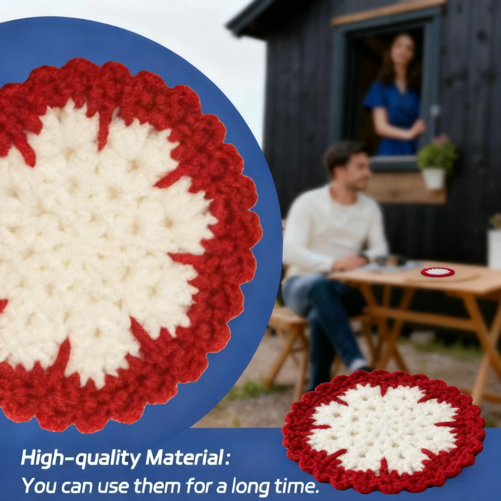 

4pcs Handmade Snowflake Cup Mat Christmas Decoration Heat Resistant Knitted Mug Pad for Kitchen Table Home Decor Holiday Gift