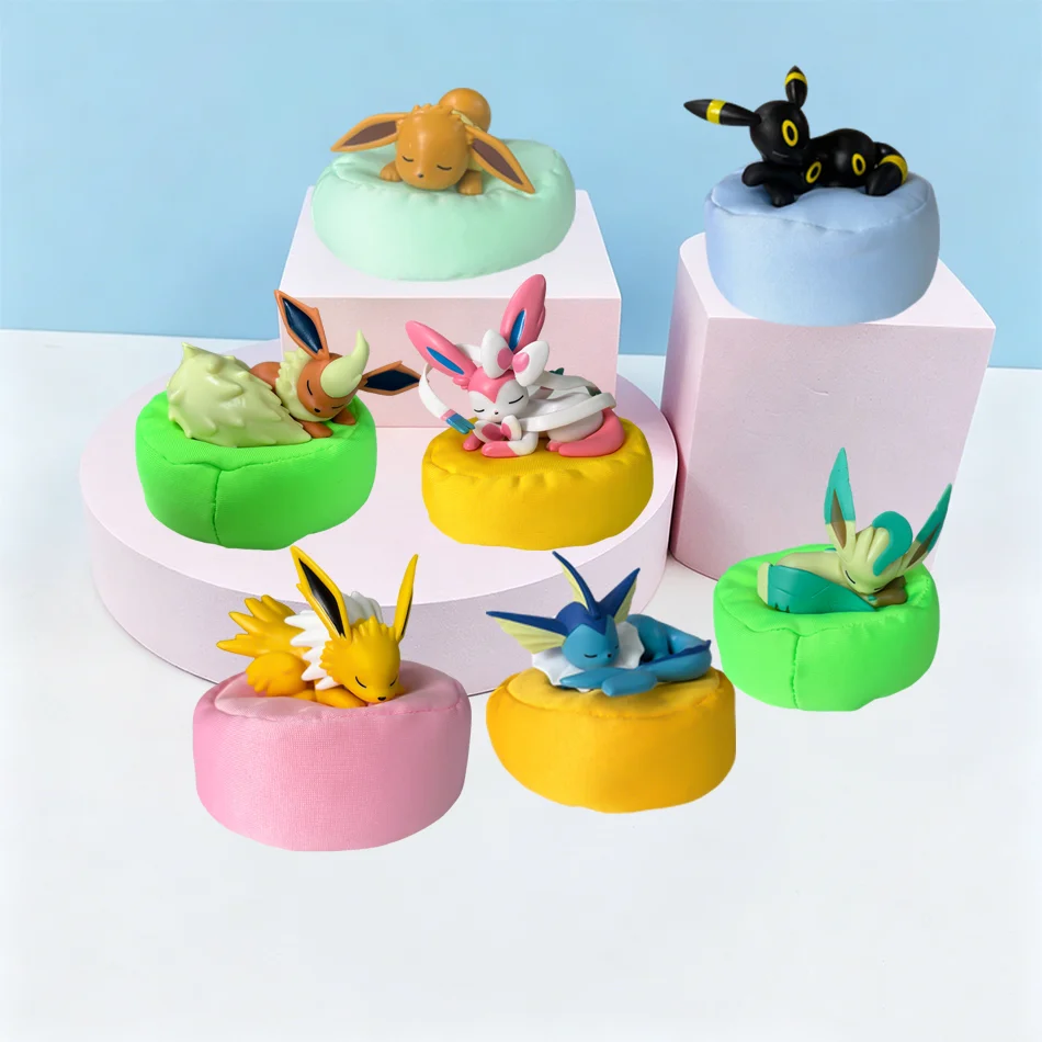 Anime Pokémon Blind Box Eevee Familie Schlaf-Serie Figuren 1-9 Stück Eevee Schlaf-Serie Handpositioniertes Spielzeug Geschenk für Freunde – Detail 9