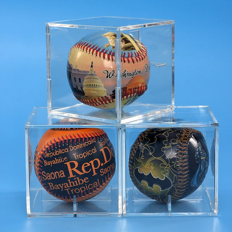1pc Acrylic Boxes for Ball Display, Transparent Baseball Cube Box, Ball Memorabilia Showcase Autograph, for Baseball Tennis Golf