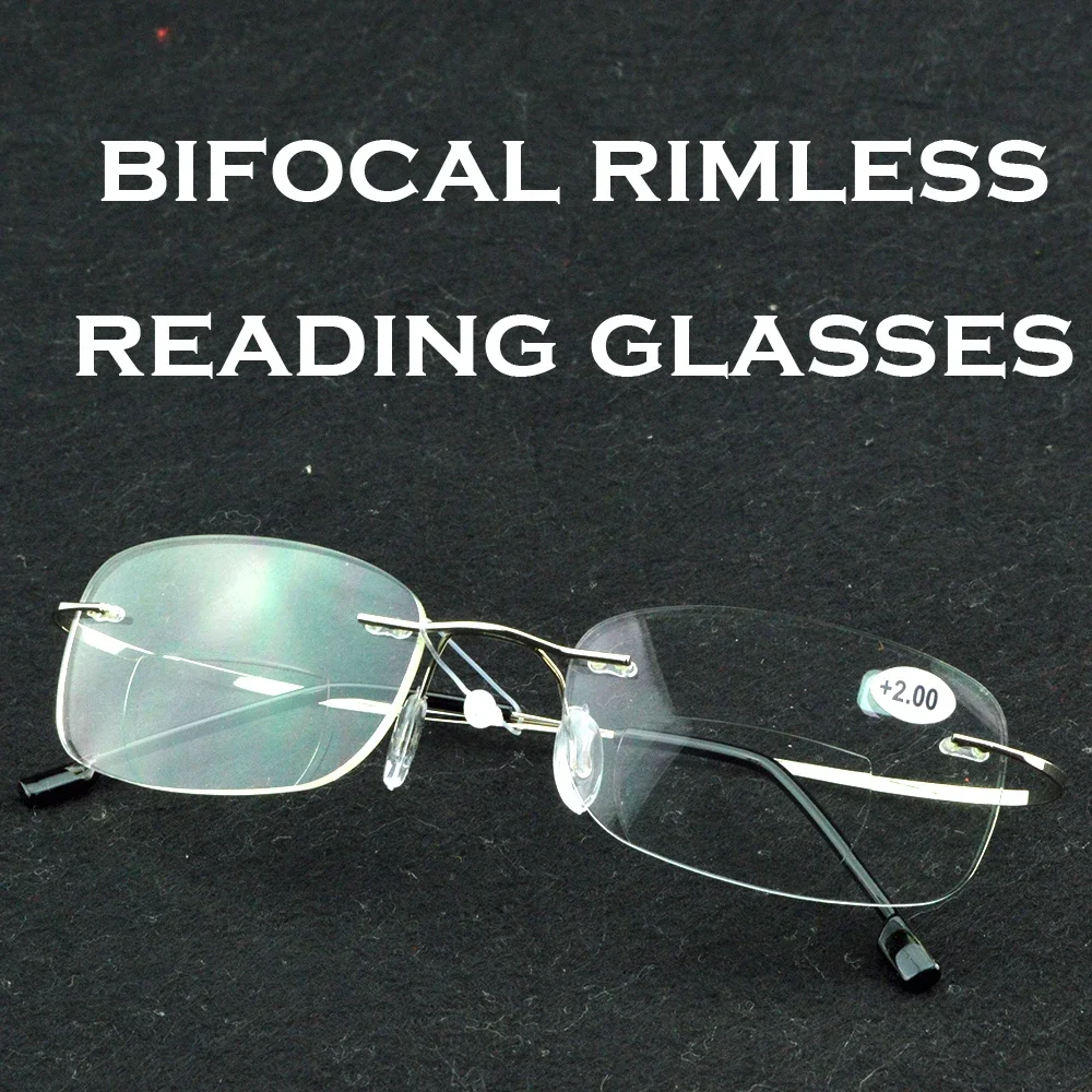 

NOMANOV SIlver Rimless Slim Bifocal See Far And Read Men Women Reading Glasses +1 +1.5 +2 +2.5 +3 +3.5 +4