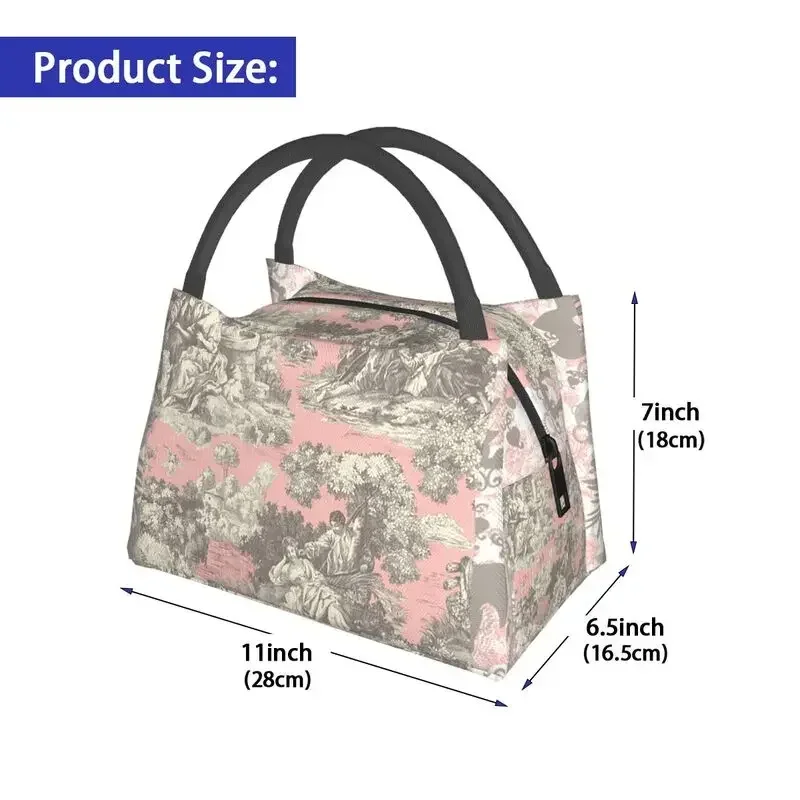 Toile De Jouy Vintage French Insulated Lunch Bags for Camping Travel Resuable Cooler Thermal Lunch Box Women Thermal Bags