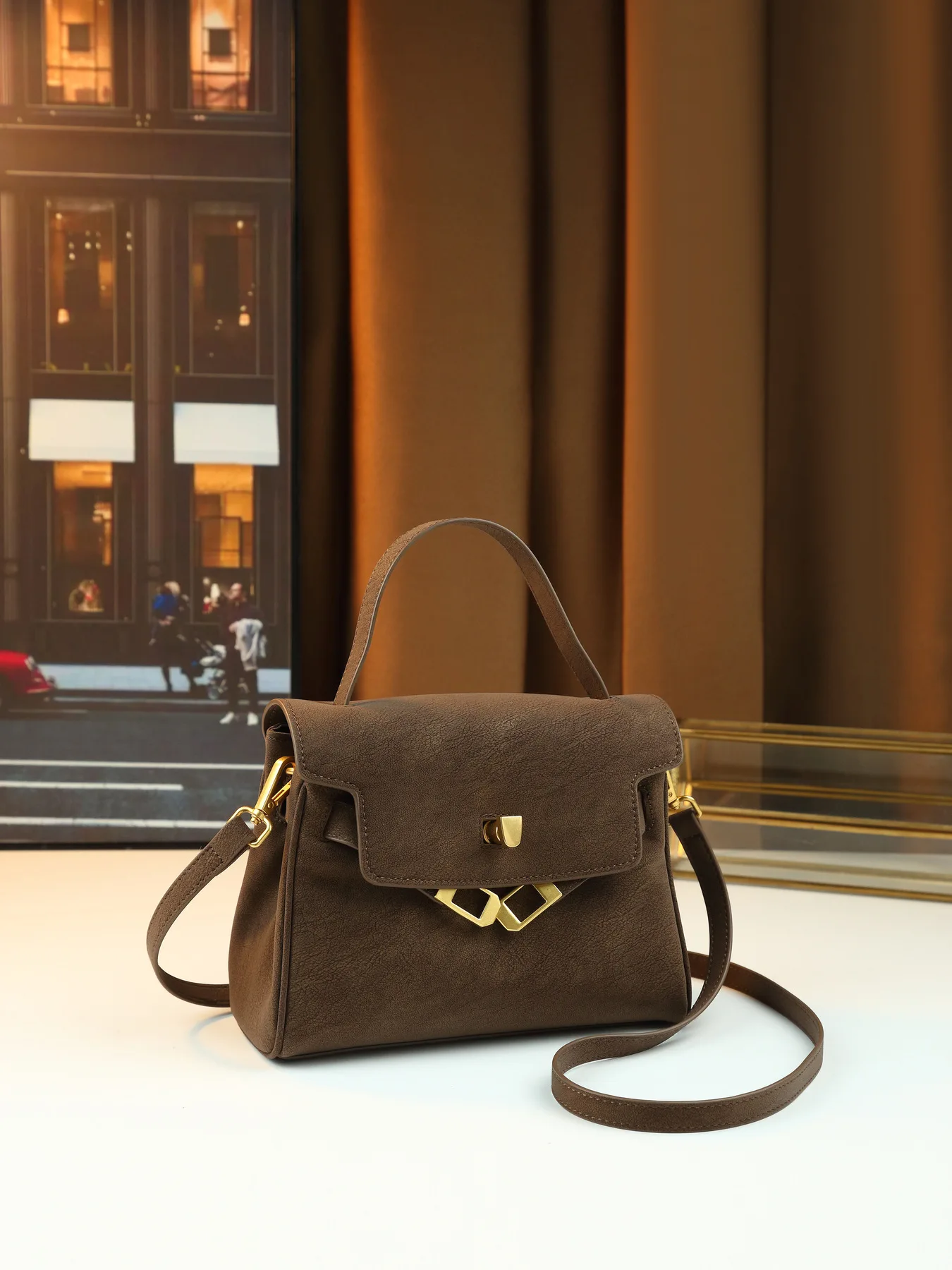New Hot Sale Preppy Style Matte Platinum Bag Women High-End Unique Design Top Handle Shoulder Crossbody Handbag