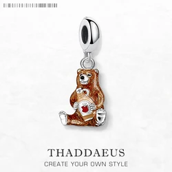 Drinking Bear Charm Pendant Brand New Cute Fine Women Men Jewelry 925 Sterling Silver Gift