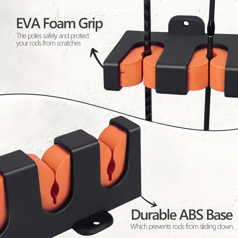 Fotografia 4: 16개 낚시대 거치대 벽면 설치형 EVA 폼 그립 및 ABS 베이스 포함 - 차고, 보트, 집에서 낚시대 정리