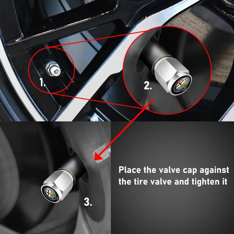Hub Caps Car Emblem Wheel Tire Valve Stem Cap Dust Cover Accessories For Alfa Romeo GT Stelvio F1 Brera Volante Tonale Gloria Di view 4