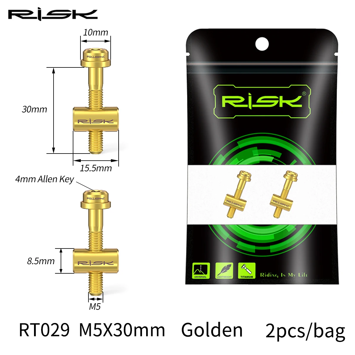 RISIKO 2 teile/schachtel Mountain Road BMX Fahrrad Sitzrohr M5x30 M5x40 Sattelstütze Befestigungs Schrauben Schrauben Muttern mit Unterlegscheibe Titan Legierung