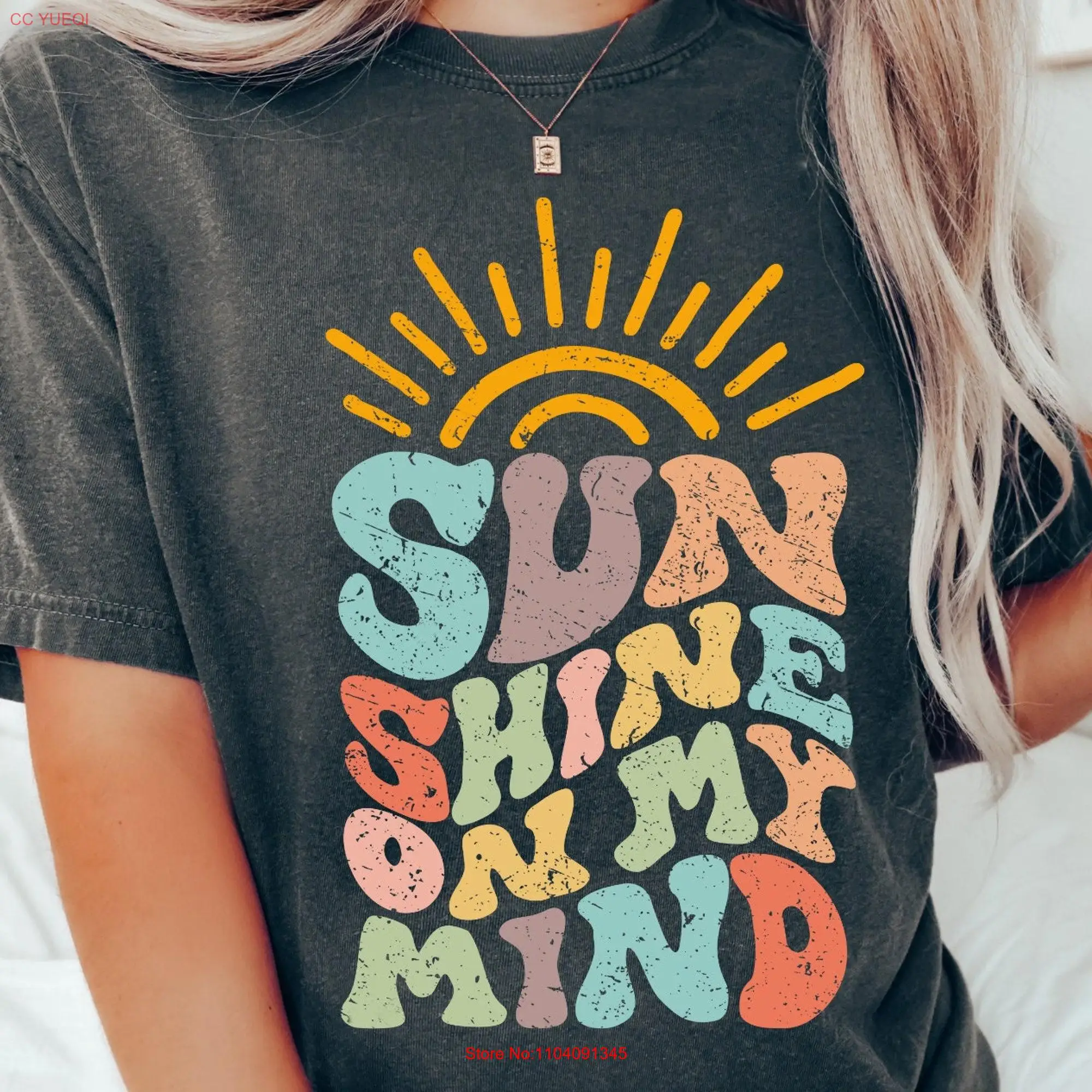 Sunshine On My Mind Comfort Colors Summer T Shirt Hello Cute Palm Beach Retro long or short sleeves