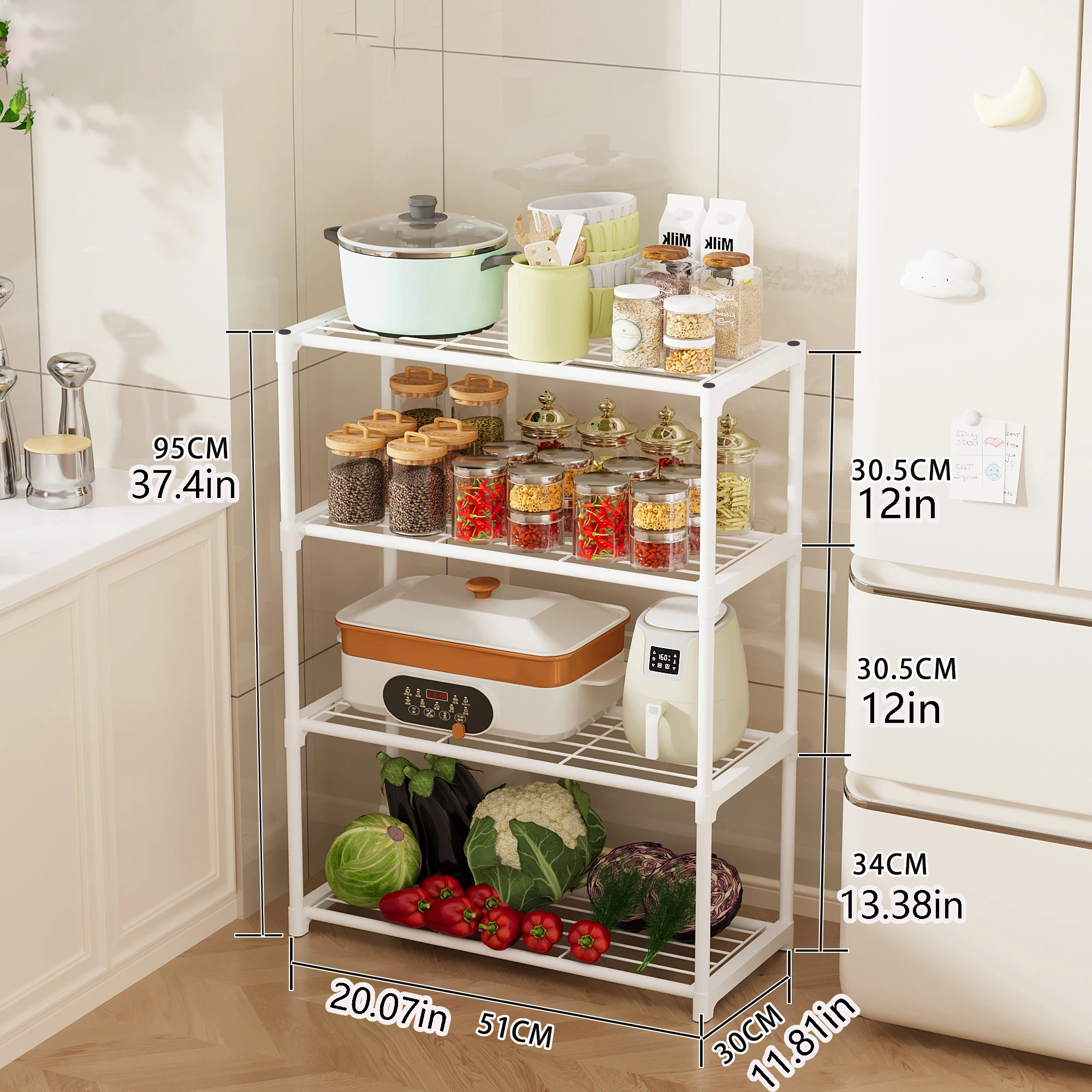 多機能な床置き型収納ラックは、様々な段数で利用可能で、異なる - Kitchen Appliances In Store のレビューと価格