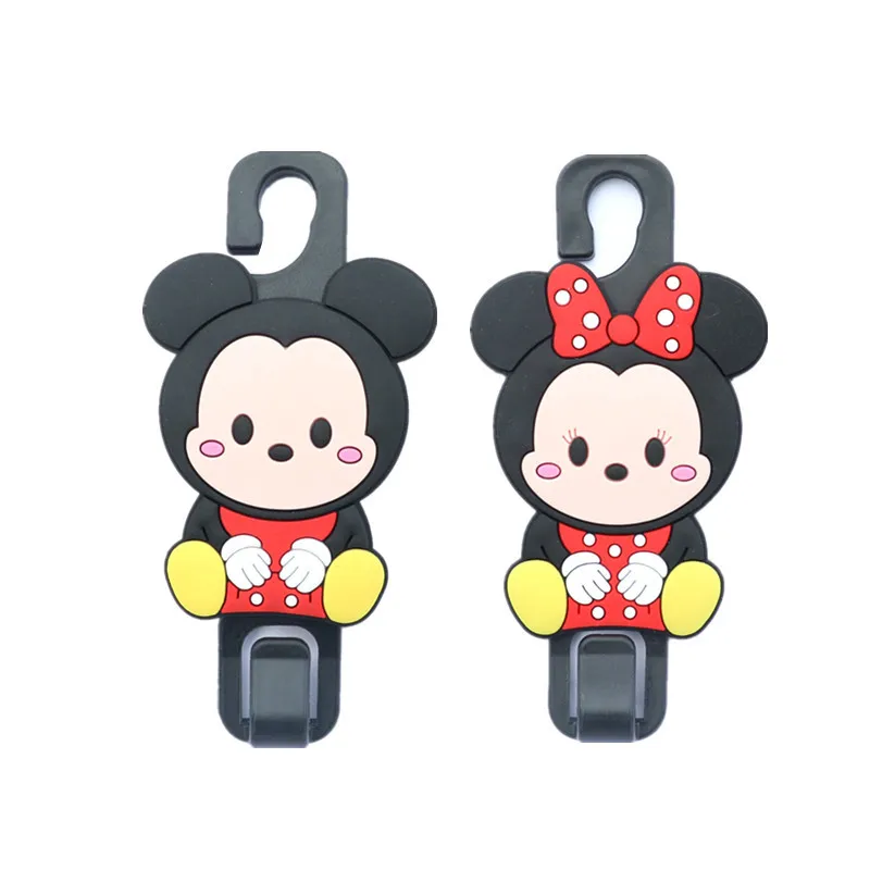 Disney Anime Mickey Mouse Car Seat Back Hook Ornaments Cartoon Cute Minnie Auto Headrest Storage Holder Hanging Bag Accessories