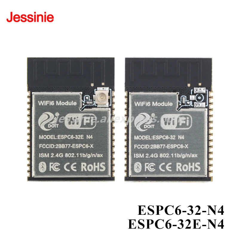 5pcs/1pc ESPC6-32-N4 ESPC6-32E-N4 Wi-Fi 6 Ble 5.0 Zigbee 3.0 Thread SPI ESP32-C6 32-bit MCU Module Onboard Antenna IPX Base