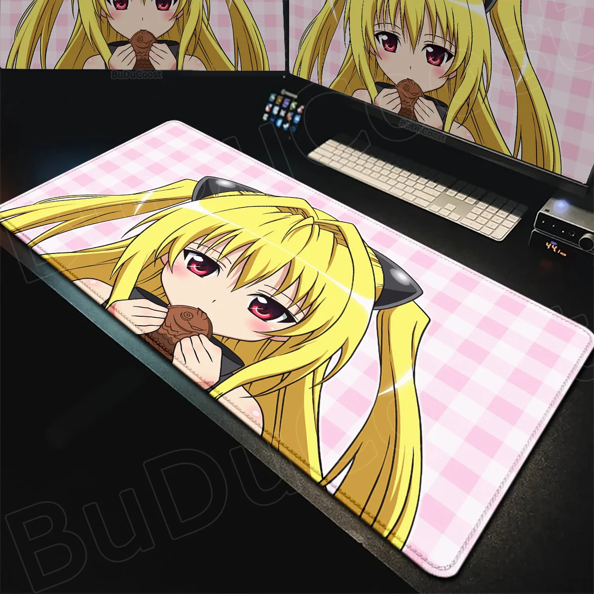 Anime To Love-Ru Kawaii Girl Golden Darkness Mauspad, PC-Gaming-Zubehör, XXL HD-Druck, rutschfeste, weiche Laptopmatte mit festem Rand – Detail 18