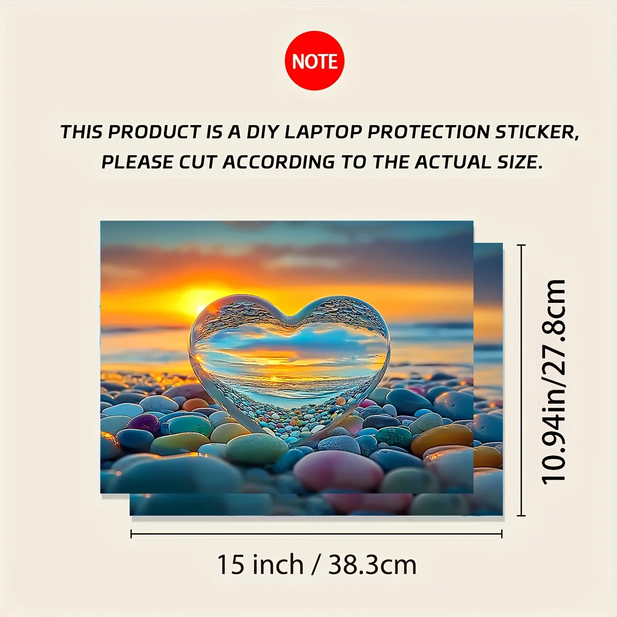 2-Piece heart-shaped laptop skin sticker, scratch-resistant vinyl decal for laptops, cars, motorcycles, and refrigerators