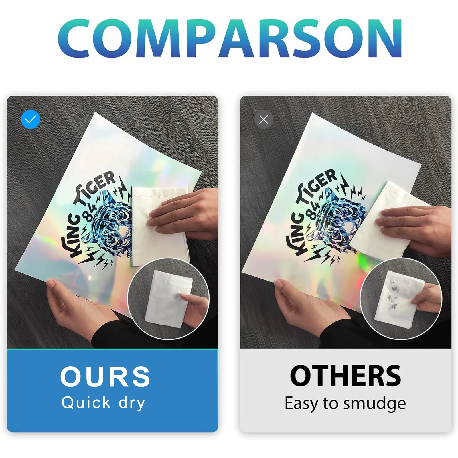 A4 8.3 x 11.7 Inch 20 PCS Holographic Printable Vinyl Sticker Printable Paper Waterproof Glossy Sticker Paper Dries Quickly