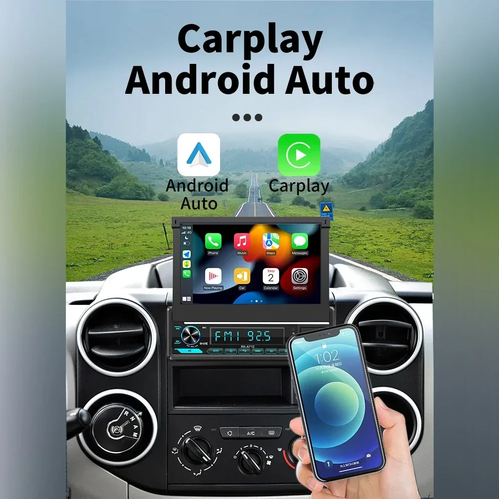 Carplay Android Auto 7 "شاشة قابلة للسحب أندرويد سيارة الوسائط المتعددة 1 Din راديو لسيتروين كسارا بيكاسو 1996-2012 وحدة رئيسية لتحديد المواقع