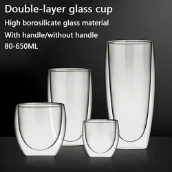 Transparent Glass Coffee Cup Milk Whiskey Tea Beer Double Creative Heat Resistant Cocktail Vodka Wine Mug Tumbler Drinkware Gift