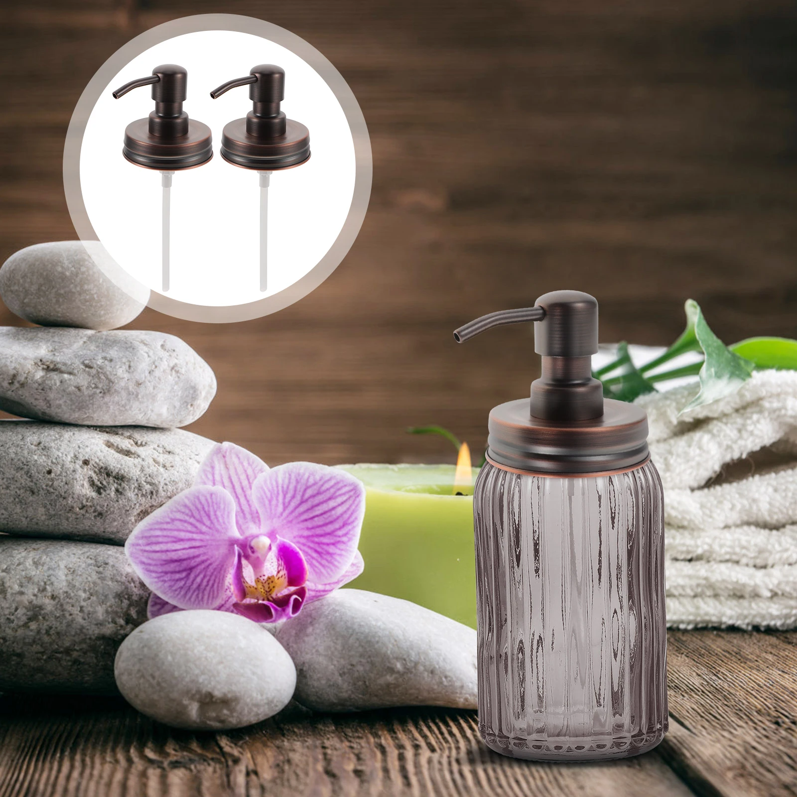 

2pcs Stainless Steel Soap Dispenser Pump Head Replacement For Lotion Bottles Mason Jar Pump Bottle Dispenser Pumps Skincare Tool