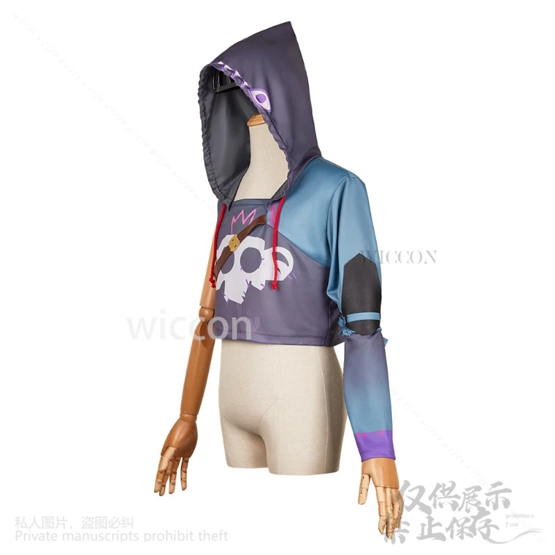 EKKO Spalla Manica Lunga Colletto POLO Felpa con Cappuccio Anime Film Arcane 2 Gioco Cosplay LoL Costume Donna Uomo Per Regali Cos Personalizzato