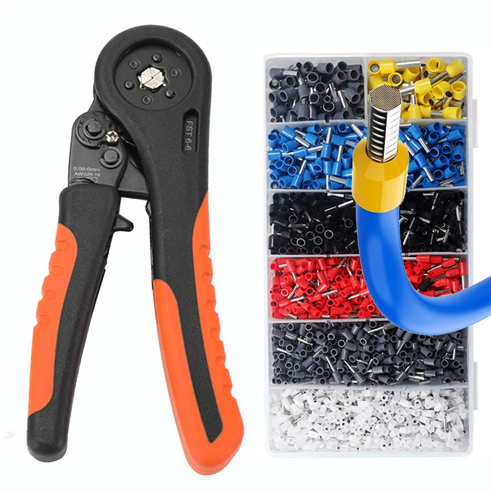 WOZOBUY Crimpzange FST 6-6 0,08–6 mm2 für Ferrule-Rohrklemmen Ferrule Crimpklemmen-Set Drahtkopf Elektriker-Werkzeug – Detail 1