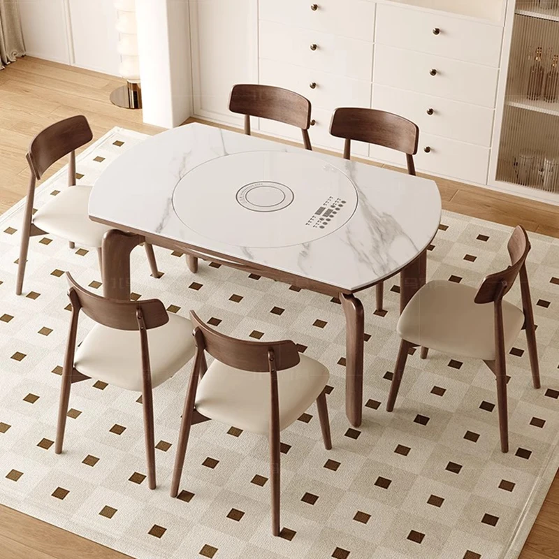 

Extendable Extension Mechanism Dining Table Legs Wood Round Folding Dining Table Multifunctional Design Mesa Home Furniture