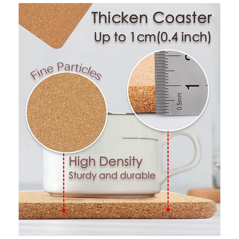 Cork Trivet, 6 Pcs High Density Thick Square Cork Trivets For Hot Dishes, 8 Inch Multifunctional Cork Coaster Easy Install