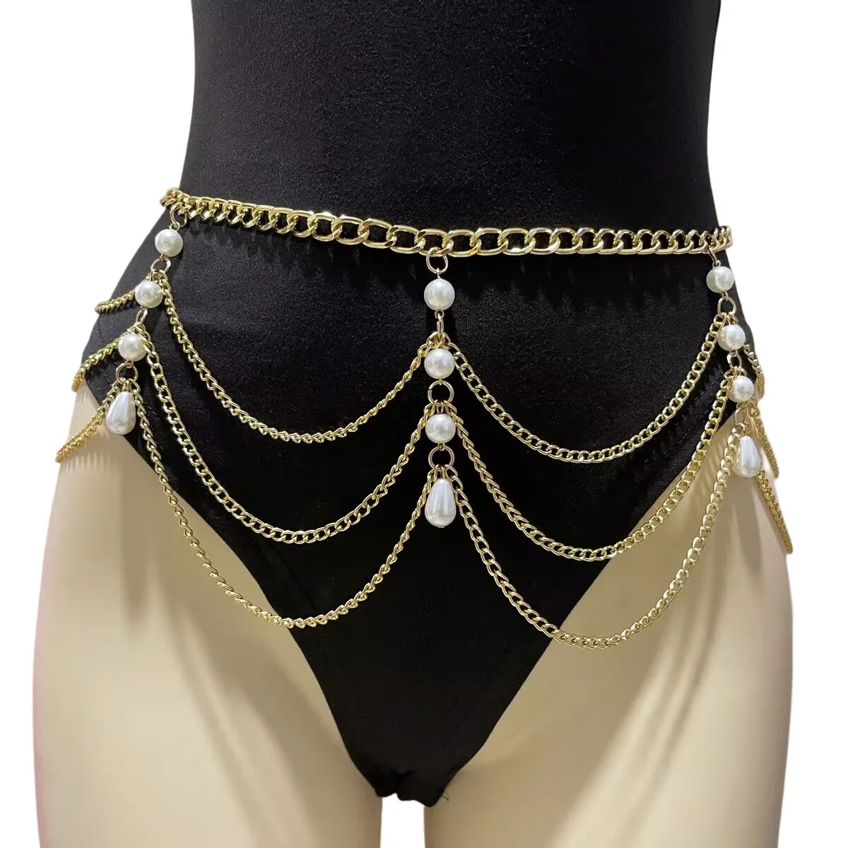 Tannt Women Belt Fashion Sexy Pearl Waist Chain Metal Tassels Vintage Gold White Belts For Women 2024 New