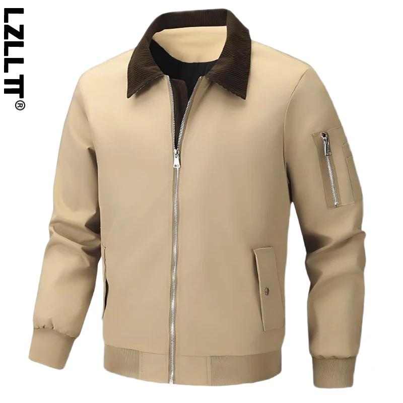 

Spring Men Casual Lapel Outdoor Jacket Man Cargo Sport Windproof Tactical Zip Coat Man Multi Pocket Business High Quality Jacket