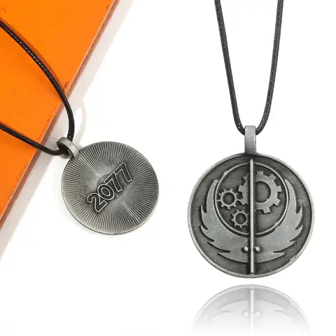 Brotherhood Of Steel Logo Necklace Round Metal Pendant Rope Chain Necklaces for Women Men Jewelry Accessories