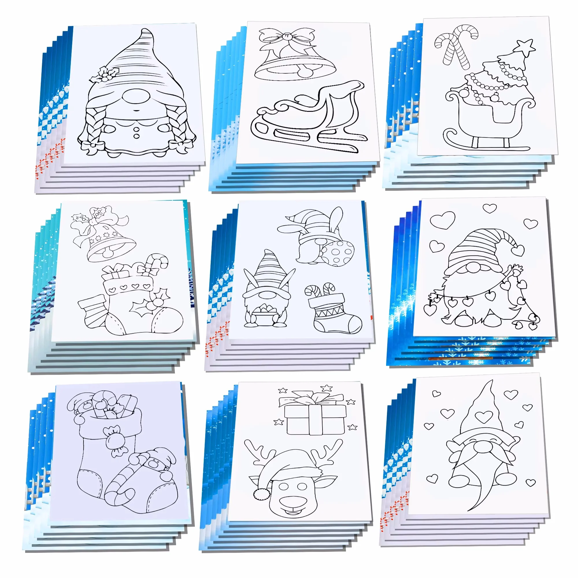 16pcs Cartoon Christmas Tree Snowman Deer Graffiti Drawing Painting Books DIY Coloring Picture Book Birthday Party Gifts