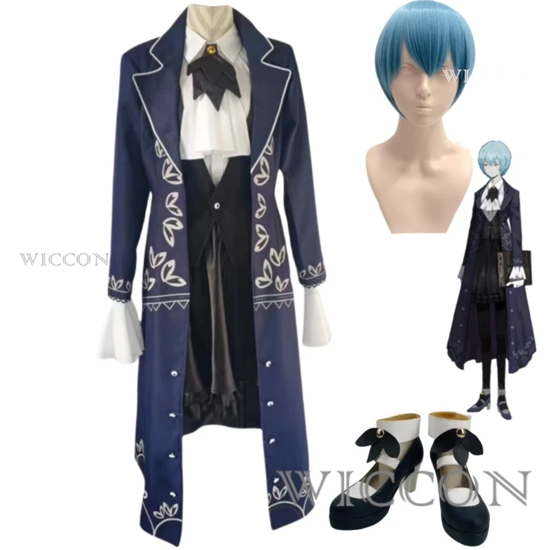 Anime Game Library of Ruina Angela Cosplay Costume Wig Tailcoat Printing Long Coat Uniform Shoes Man Woman Carnival Party Suit