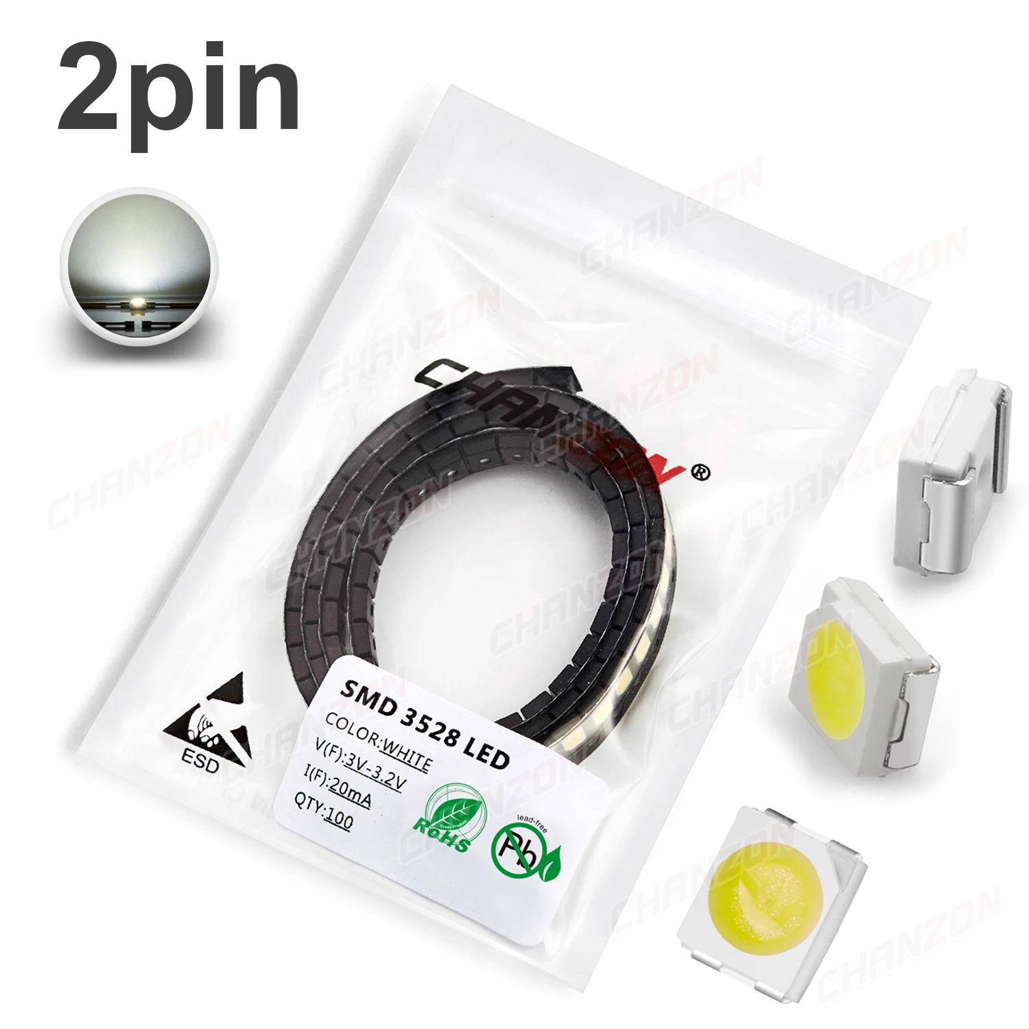 100Pcs 3528 SMD LED 다이오드 칩 따뜻한 흰색 빨간색 녹색 파란색 노란색 오... - 5