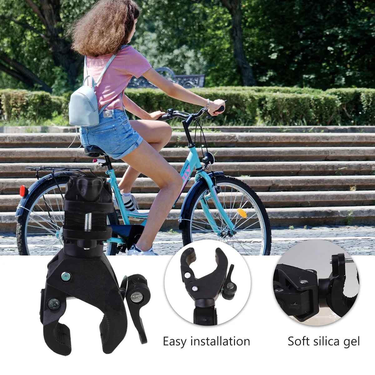 

2Pcs Bike Handlebar Flashlight Bracket Headlight Mount Lamp Rack for Outdoor Riding Easy Install Quick Release (Black)