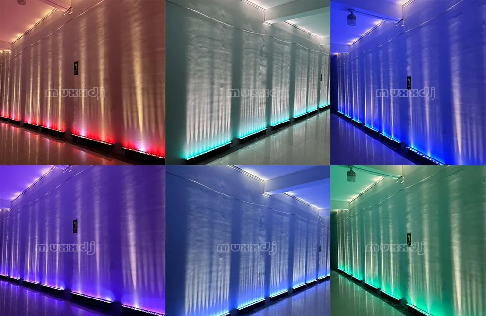 MUXXDJ 4pcs FX Bar 5050 RGB Pixel Wash Linear Strip LED Lighting Strobe Effect Battery Wash Bar Light for DJ Event Light