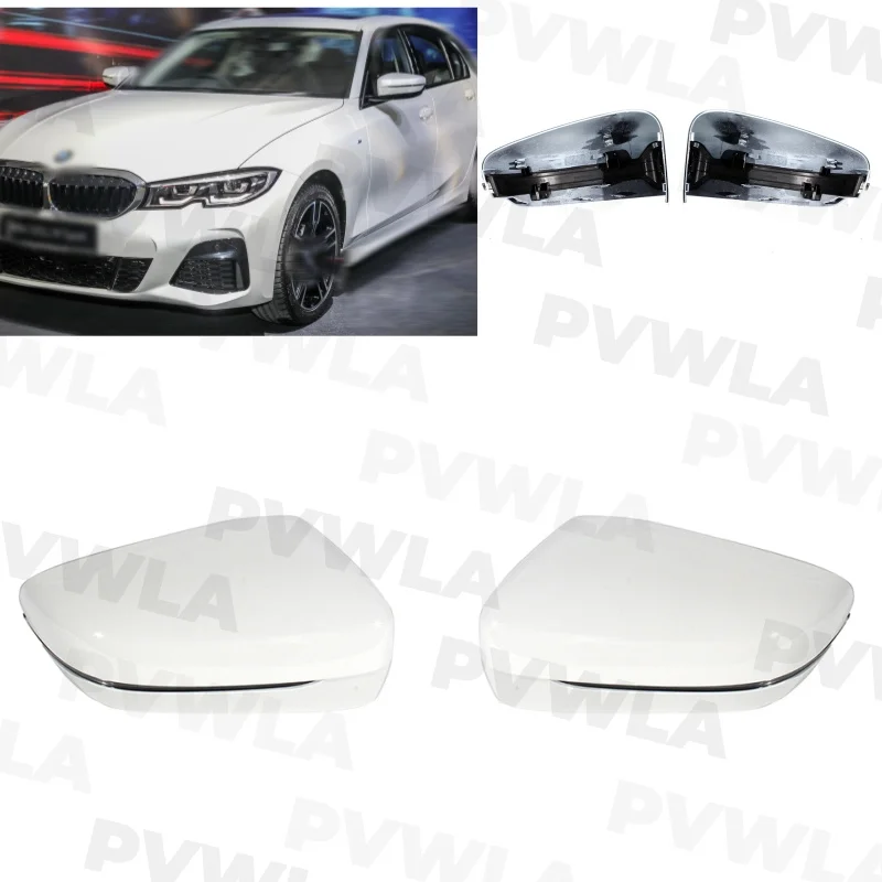 

For BMW G20 G21 G28 2019 2020 2021 2022 2023 Pair White Painted Rear Mirror Cover With Turn Signal 51168492897 51168492898