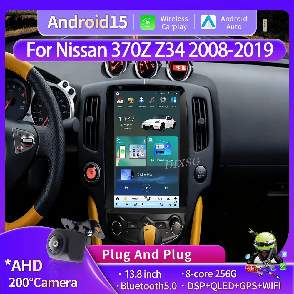 

13.8" Android 15 For Nissan 370Z Z34 2008-2019 Car Radio Multimedia Tesla Screen Player Carplay GPS Navigation 4G Auto Bluetooth