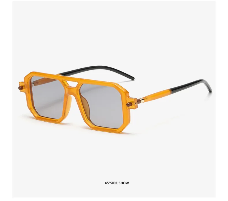 Neue modische quadratische Sonnenbrille für Damen und Herren, Vintage-Markendesigner, Punk-Sonnenbrille, klare Gläser, Spiegelbrille – Detail 39