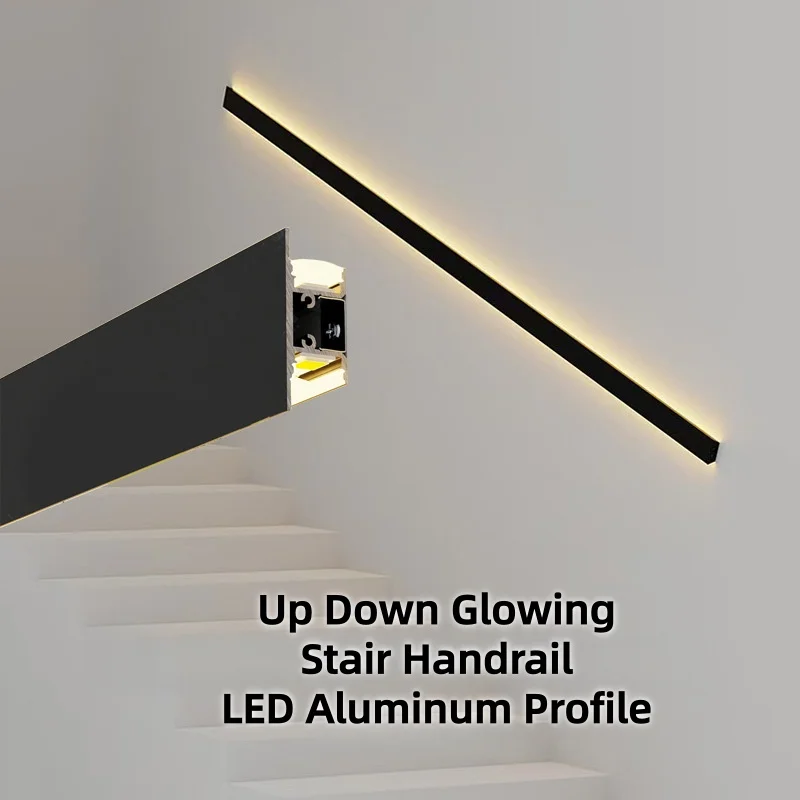

1m Up Down Stair Handrail LED Aluminum Profile Indoor Gypsum Drywall Channel Staircase Corridor Decor Linear Bar Strip Lights