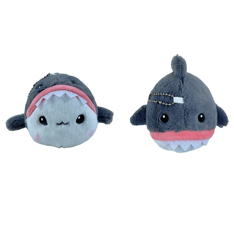 Porte-clés en peluche requin dessin animé, porte-clés animal en peluche, mignon, sac à beurre, décoration de face, pendentif sac à dos pour cadeaux de couple