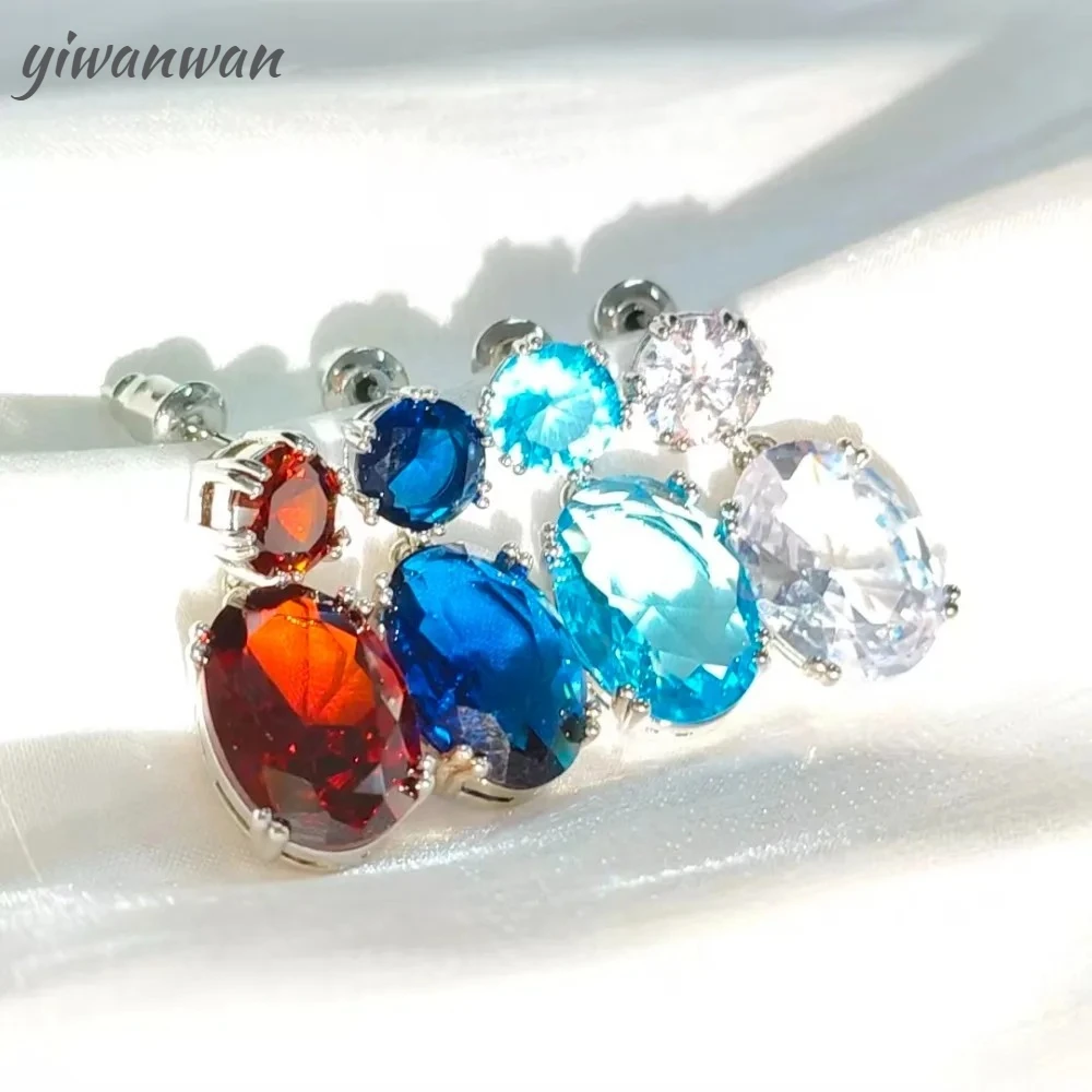 

Изысканные женские серьги-гвоздики из серебра 925 пробы с крупным цирконом в форме голубиного яйца, модные и элегантные, для свадьбы