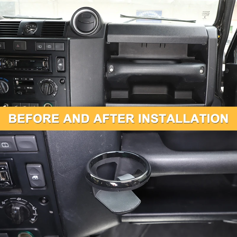 

For Land Rover Defender/L316 2004-2018 Co-pilot dashboard Water cup bracket Car water cup accessories Carbon steel Black