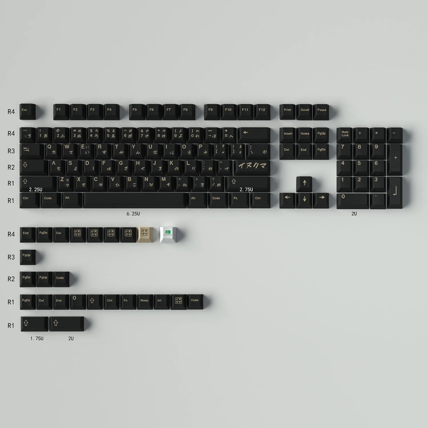 GMK Inukuma Nubi Bear Black and Yellow Keycap PBT Heat Sublimated Full Set Cherry Factory Height 64/87