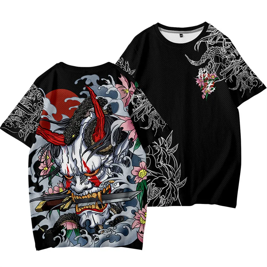 

Invincible Demon Shirts Men Fashion Harajuku T-shirt Summer Short Sleeve Shirt Casual Large size Tang Suit Cosplay Costume