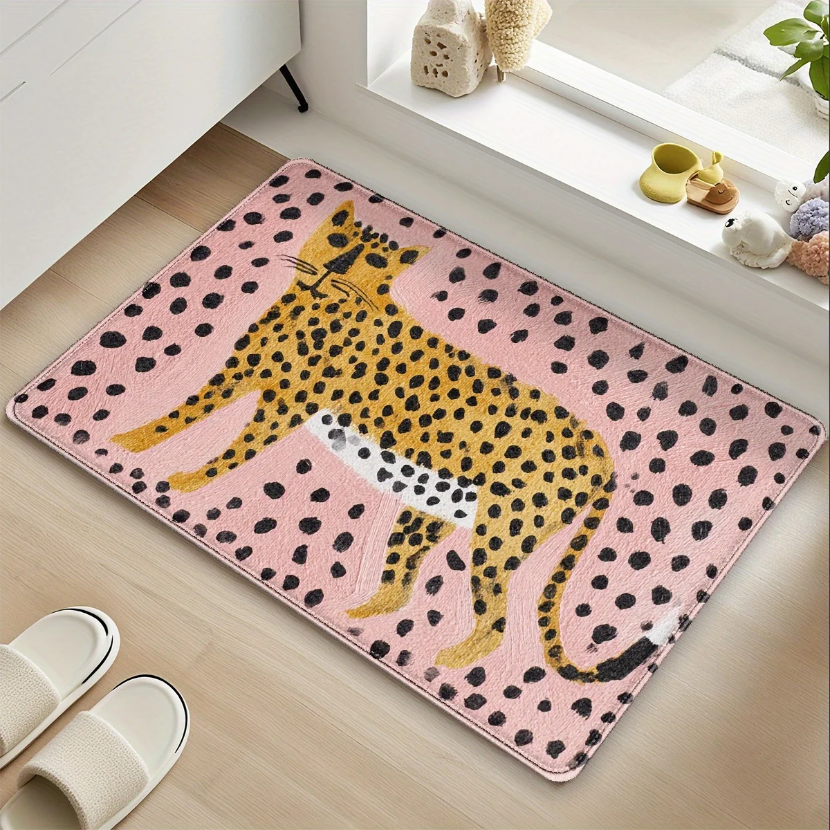 VIKAMA American Leopard Print Floor Mat, Kitchen Long Carpet, Living Room, Bedroom Entrance Carpet Home Decoration