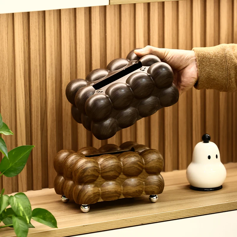 Retro living room high-end imitation wood grain ornament home desktop napkin paper box