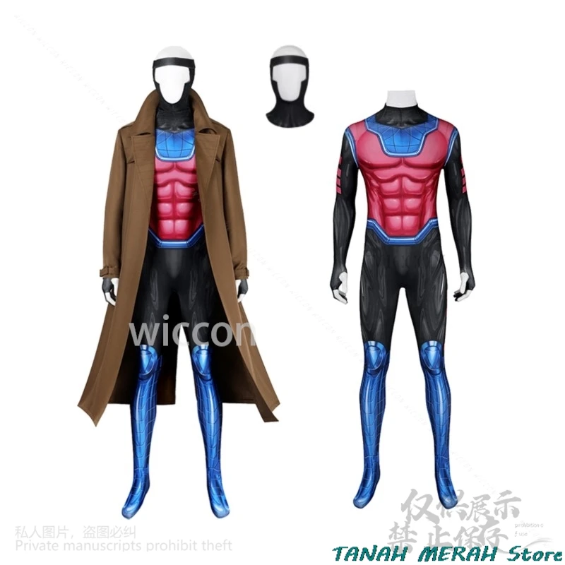 Gambit cosplay traje anime x dizfraz 97 macacão longo blusão casaco chapéu conjuntos completos halloween carnaval roupas personalizadas