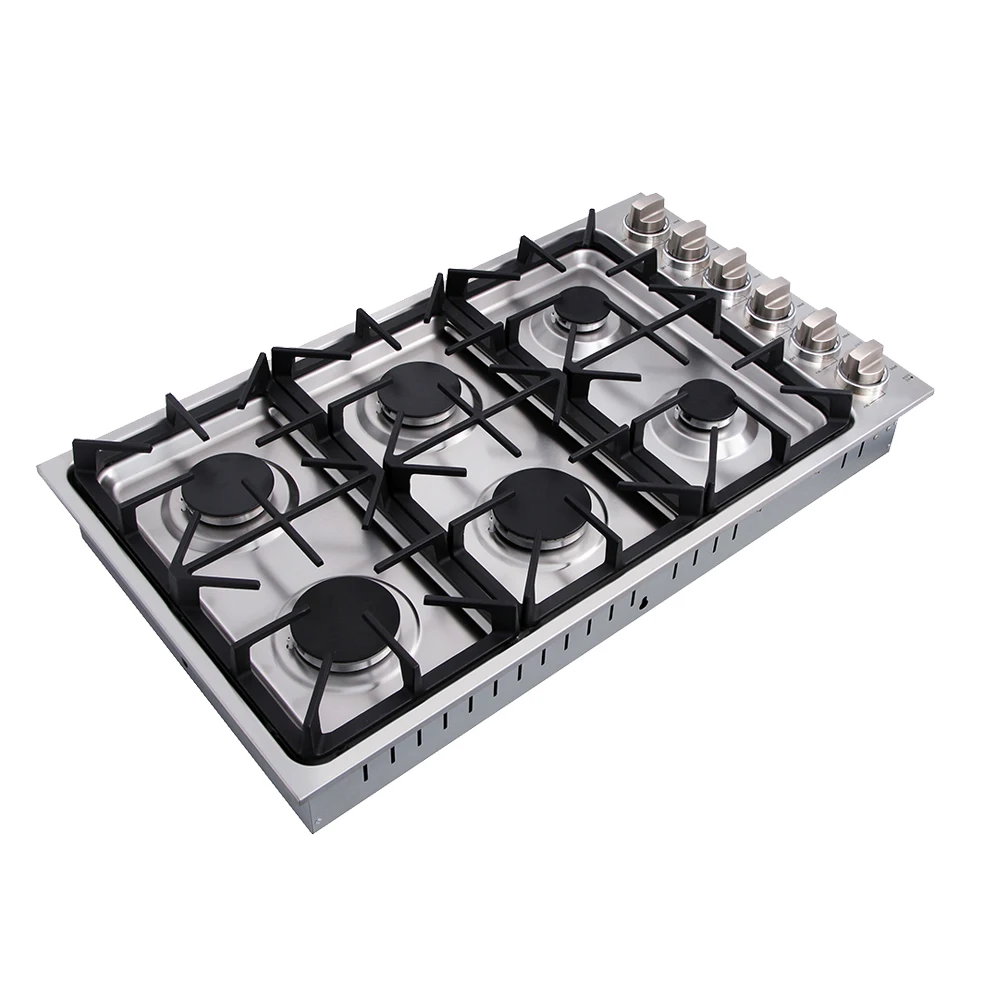 Professional 48 in. Natural Gas Cooktops with 6 Sealed Burners griddle in Stainless Steel